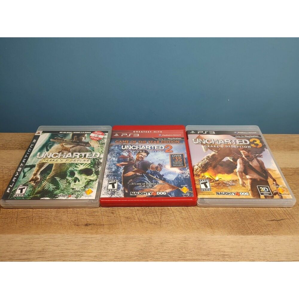 LOT 3 PLAYSTATION 3 UNCHARTED GAME WITH MANUAL TESTED FAST SHIPPING